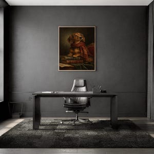 Dachshund wall art print framed and displayed in a modern home interior.