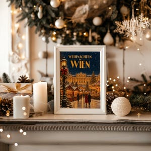 Vienna Christmas Market Wall Art, Vintage Austrian Holiday Poster, Weihnachten in Wien Art Print Bild 15