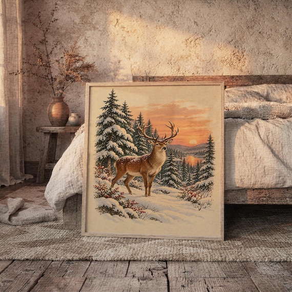 Winter Deer wall art print, view 5