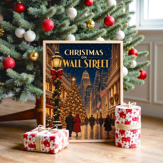 Christmas on Wall Street Vintage wall art print, view 2