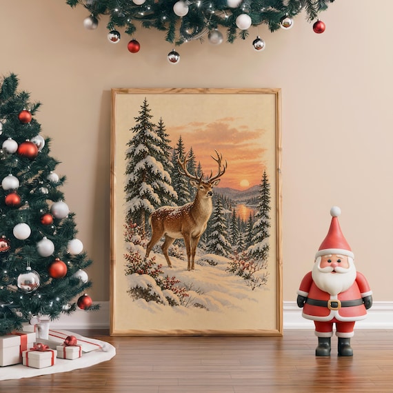 Winter Deer wall art print, view 4