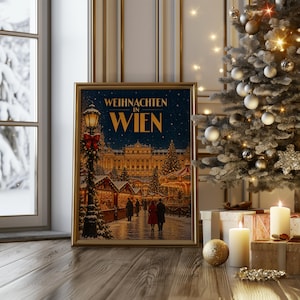Vienna Christmas Market Wall Art, Vintage Austrian Holiday Poster, Weihnachten in Wien Art Print Bild 11