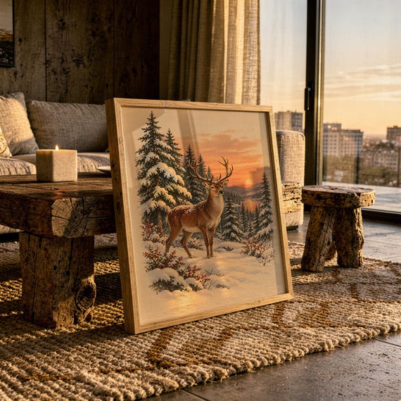 Winter Deer wall art print, view 7