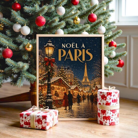 Paris Christmas Market wall art print, view 2