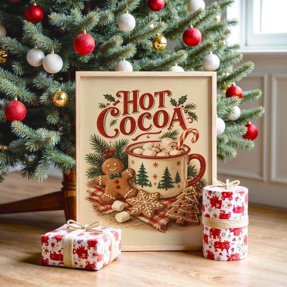 Hot Cocoa Christmas wall art print, view 2