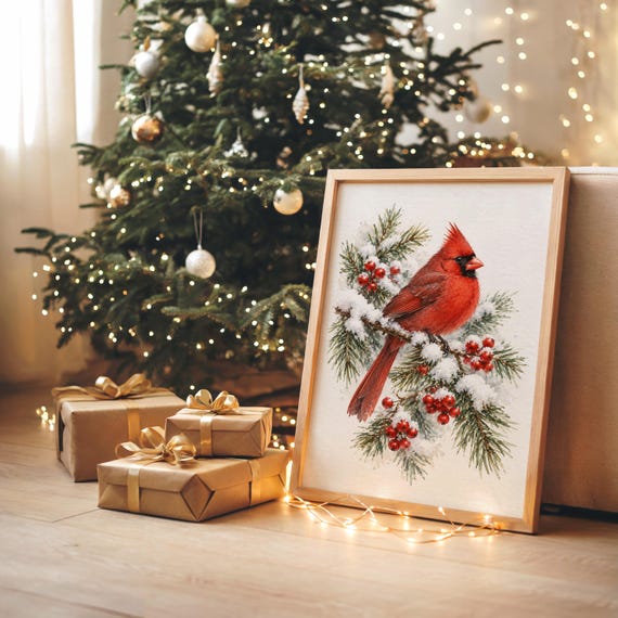 Red Cardinal Winter wall art print, view 7