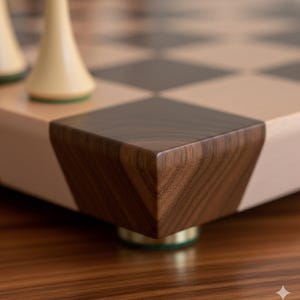 Juego de ajedrez de madera de nogal y roble / Regalo artesanal moderno de 16 pulgadas