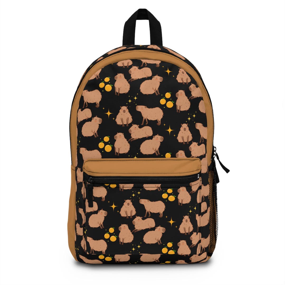 Capybara Pattern Backpack | Playful Animal Print, Lightweight Polyester ...