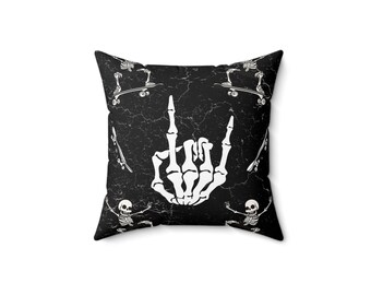 Gothic Skeleton Hand Throw Pillow - Edgy Halloween Home Decor