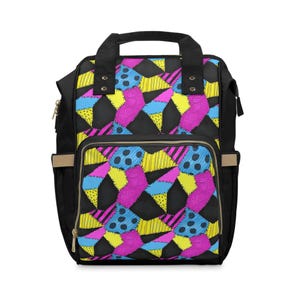 Vibrant Multifunctional Diaper Backpack | Colorful Baby Bag | Stylish Travel Organizer | Ideal for New Moms | Perfect Baby Shower Gift