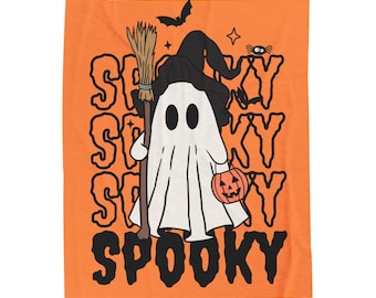 Spooky Ghost Velveteen Plush Blanket, Halloween Decor