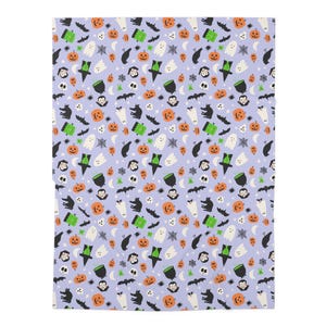 Halloween Baby Swaddle Blanket, Ghosts and Pumpkins, Nursery Decor