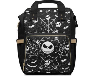 Mochila cambiador de Jack Skellington / Bolsa de bebé gótica de nailon