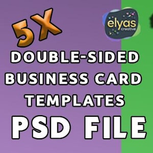 5 modèles de cartes de visite recto verso Fichiers PSD éditables – Téléchargement instantané Fichier ZIP Designs personnalisables avant