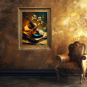 Vintage Violin Art Print: Music Room Decor, Music Lover Gift (Digital Download)