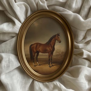 Vintage Horse Painting Print, Moody Equestrian Farmhouse Art (Digital Download)