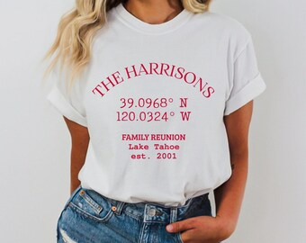 Camisetas de reunión familiar, camisetas personalizadas para reuniones familiares, camisetas de vacaciones a juego, camisetas de reunión con apellido, camisetas de viaje de chicas a la moda