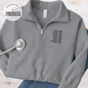Embroidered Human Resources Quarter Zipper, Personalized Name HR Sweatshirt
