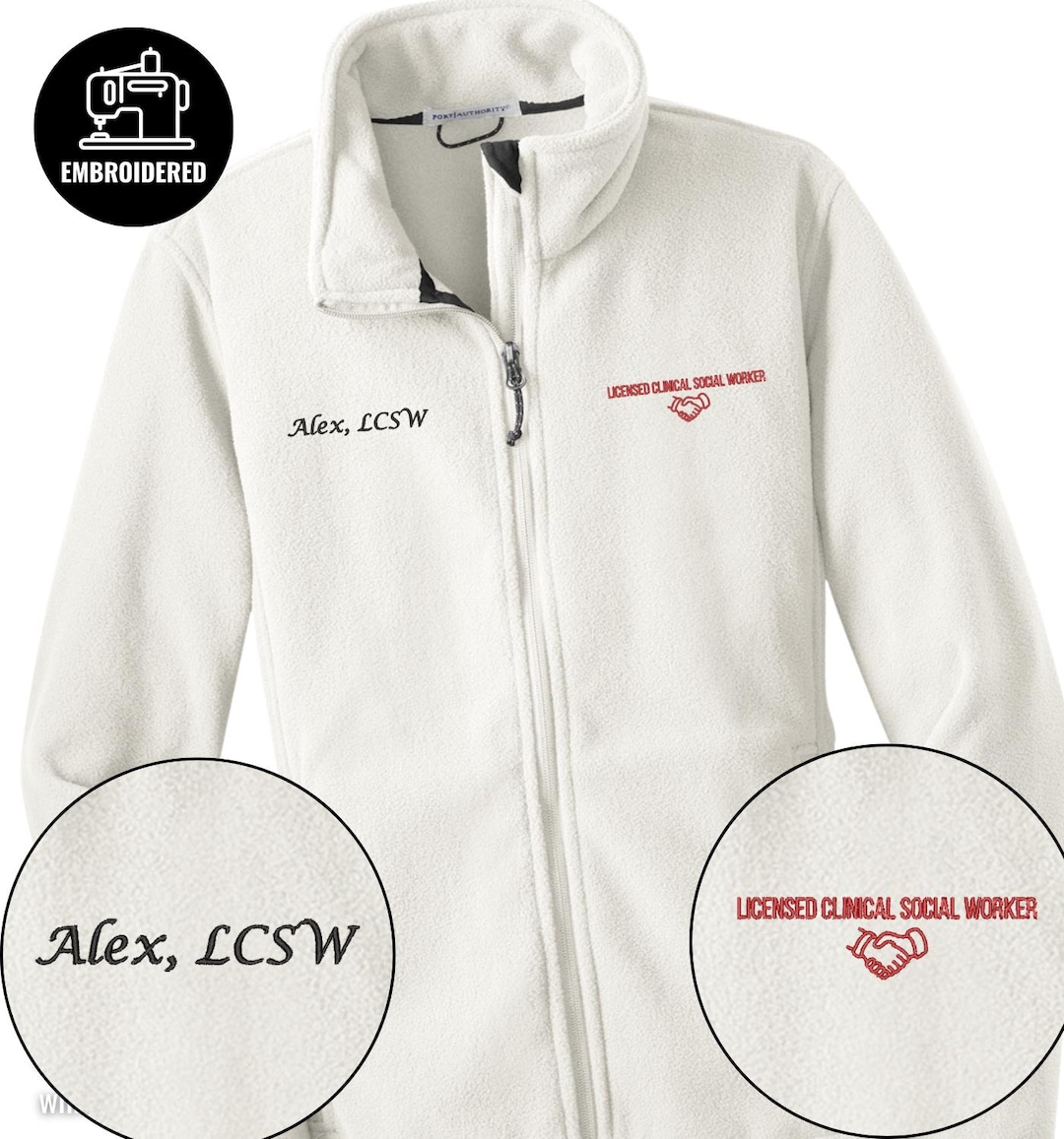 Embroidered Licensed Clinical Social Worker Full Zip Jacket, LCWS