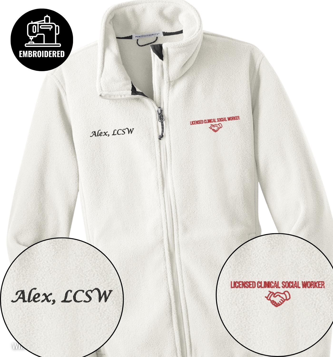 Embroidered Licensed Clinical Social Worker Full Zip Jacket, LCWS