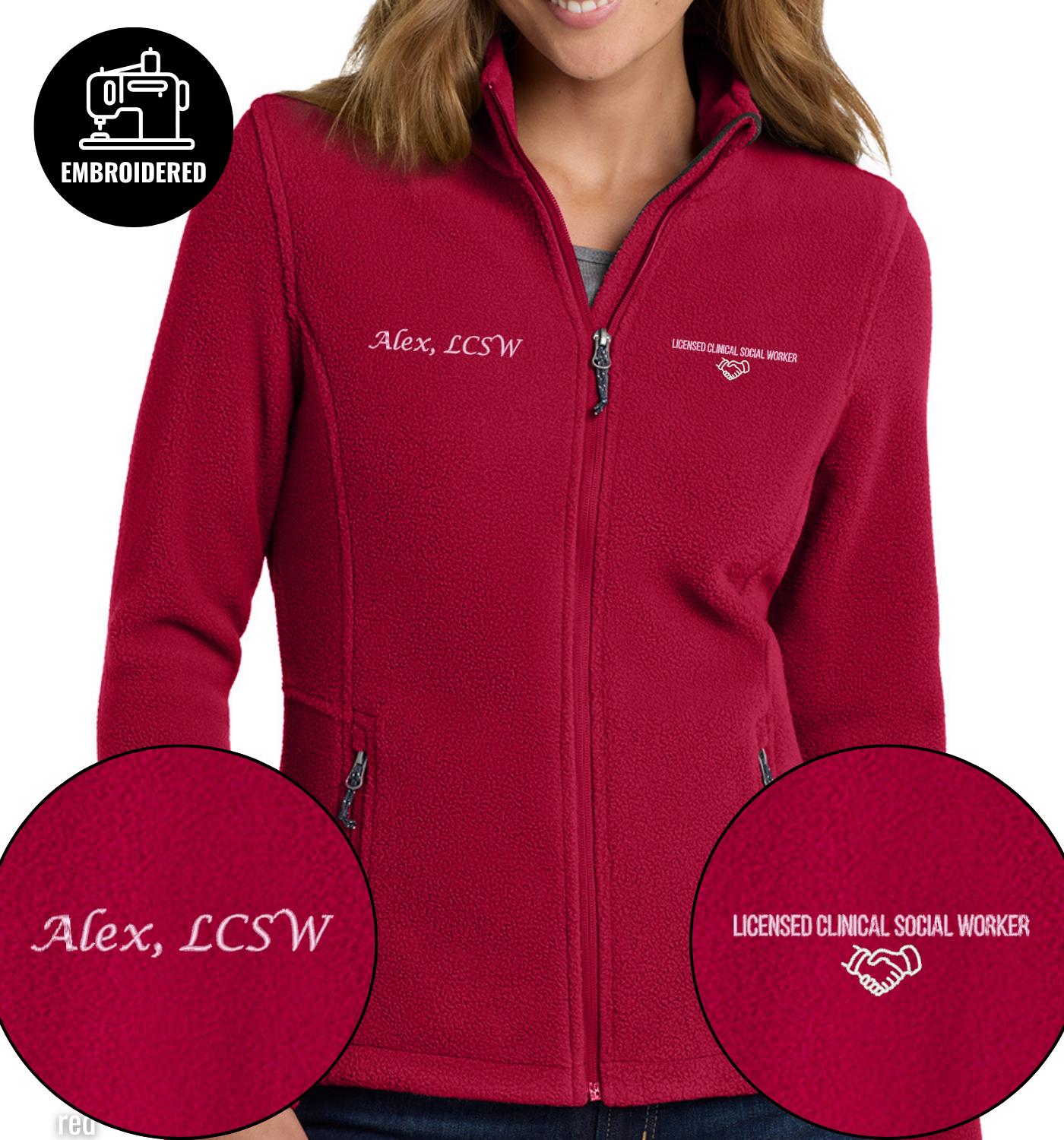 Embroidered Licensed Clinical Social Worker Full Zip Jacket, LCWS