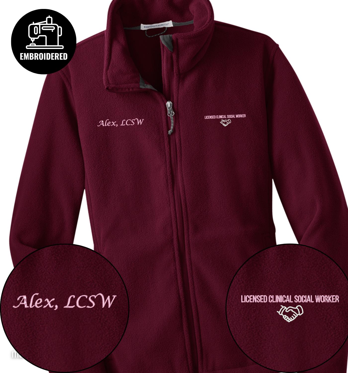 Embroidered Licensed Clinical Social Worker Full Zip Jacket, LCWS