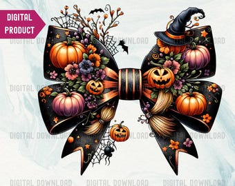 Spooky Halloween Coquette Bows PNG, Spooky Season Aesthetic Coquette Halloween PNG,  Trendy Horror Bow PNG, Spooky Bow Halloween Design