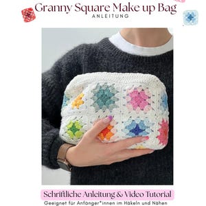 Gehaakte tas met granny squares – Haakpatroon voor beginners (PDF & video) | DIY gehaakt etui / make-uptas