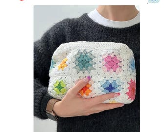 Bolso de crochet con cuadrados de la abuela: patrón de crochet para principiantes en PDF y video | Bolso de crochet DIY