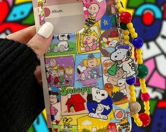 Snoopy & Charlie iPhone Case: Retro Cartoon Shockproof Cover with Lanyard