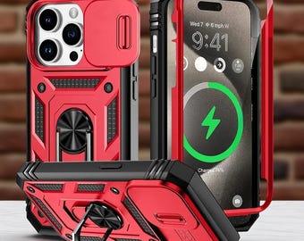 FortiSlide Armor iPhoneケース – ミリタリーグレード、回転グリップ、カメラシールド
