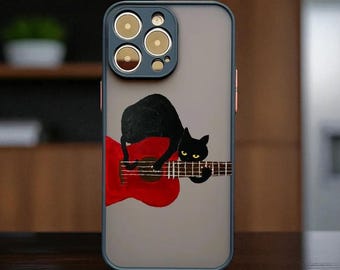 遊び心のある猫のiPhoneケース：漫画のシーン、耐衝撃TPUカバー