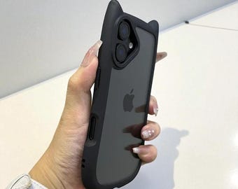 クリアな猫耳iPhoneケース：マグネット式ストラップカバー、ワイヤレス充電