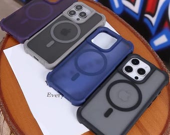 ForgeLine GripGuard Case – Matte Magnetic-Safe Armor for iPhone 12 to 16 Pro Max