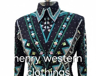 Turquoise, Ab and Emerald Green Showmanship Jacket on Black Base