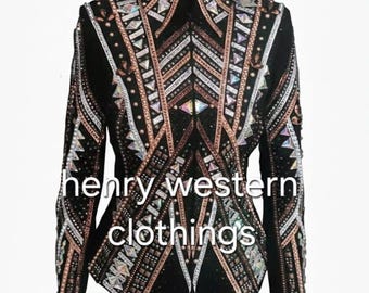 Western Custom Rodeo Queen, Showmanship, Horsemanship , Western Pleasure Show Shirt & Women Rail Jacket.