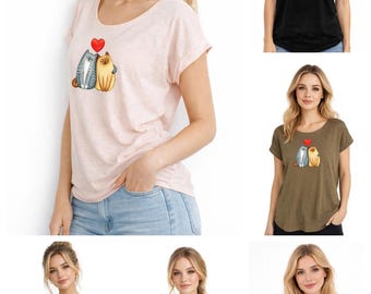 Camiseta de pulpo para mujer, corte holgado, de algodón, con estampado de criaturas marinas, hombros alzados, ideal como regalo náutico, tallas S-XL