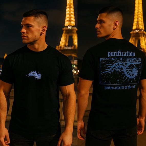 Purification Centipede T-Shirt, Black Heavy Cotton Tee, Hidden Aspects Streetwear, Gothic Grunge Graphic Shirt, Unisex NXT-Horizon
