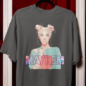 Mayhem | Comfort Colors Unisex T-Shirt Retro Pastel Aesthetic Graphic Tee Cute Chaos Pop Art Lollipop Design Vintage Girl Shirt Gift for Her
