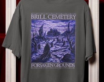 Brill Cemetery | Vintage Mmo Inspired Comfort Colors T-Shirt, Forsaken Grounds Tee, Undead Plaguelands RPG Gamer Shirt Gift Idea for Nerds
