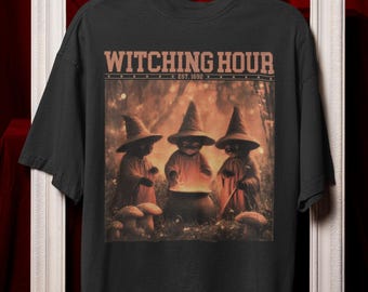 Witching Hour | Vintage Halloween Comfort Colors T-Shirt, Witchy Coven Graphic Tee, Dark Cottagecore Aesthetic Shirt, Spooky Witch Gift Top
