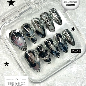 English Title:KPOP Enhypen Press On Nails (Custom Photos ) Nail Art Korean Idol Inspired False Nails
