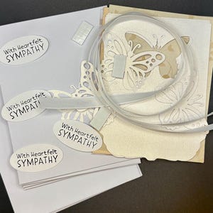 DIY Greeting Card Kit Hearts "With Heartfelt Sympathy" 4 butterfly Cards Craft Kit