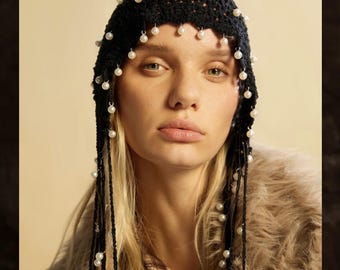 Handgemachte Perlen Quasten Häkelmütze - Boho Chic Accessoire