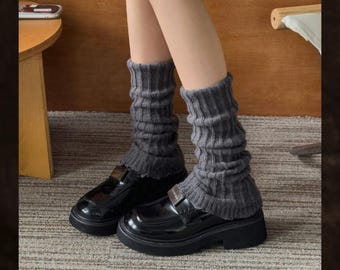 Scaldamuscoli da donna in maglia, comodi calzini invernali, morbidi scaldamuscoli a coste, regalo per lei