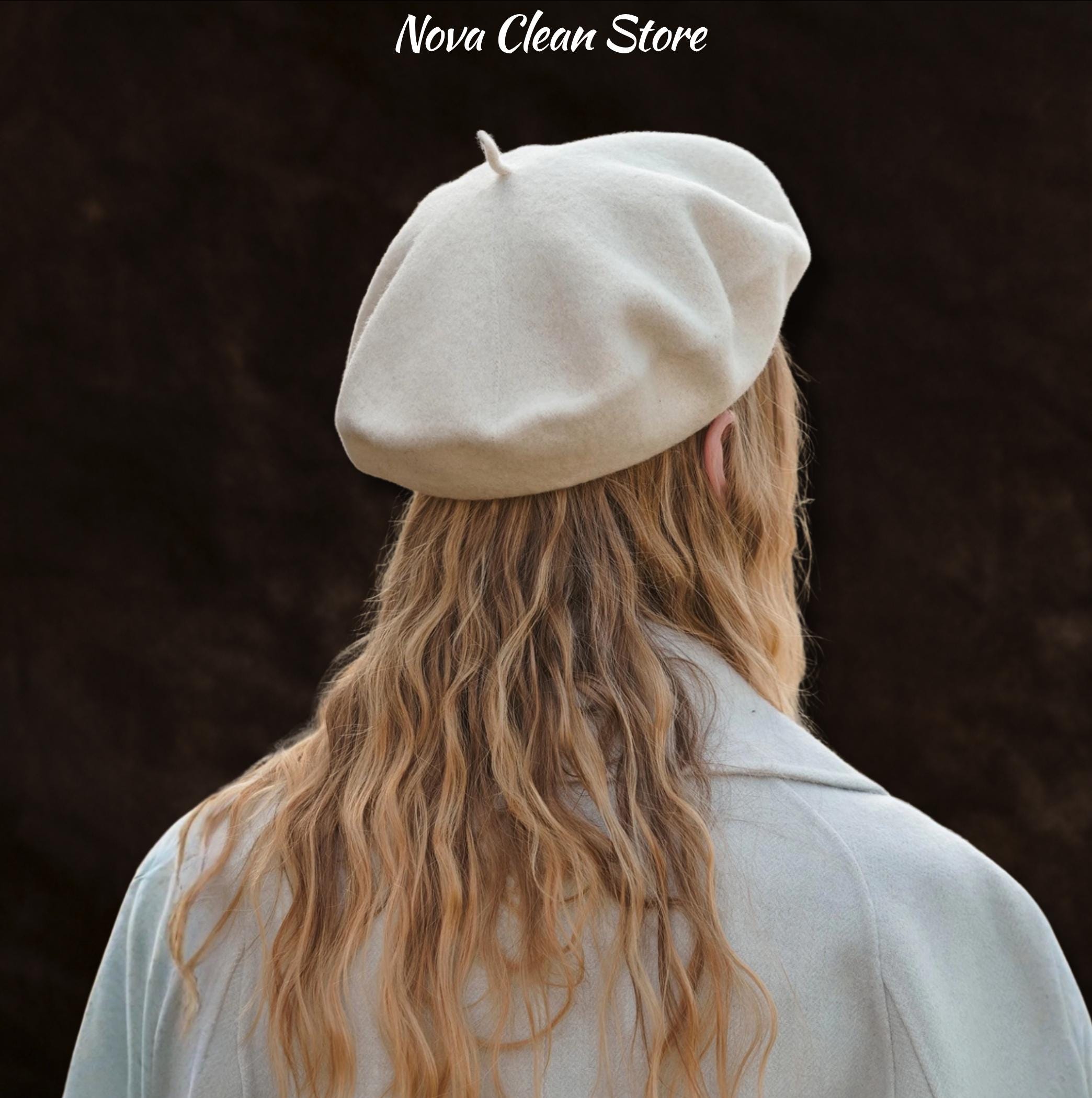 7982 Women Beatnik Beret Creamy-white Warm Knit Hat Ladies Wool French DLAPL Wool Beret Hat for Women Girls Solid Color Classic  main image 3