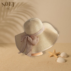 Vrouwen boog decor zonwering boho strohoed voor zomer boho hoed, vakantie hoed, zonnehoed, strandhoed, cadeau voor vrouwen, cadeau voor haar