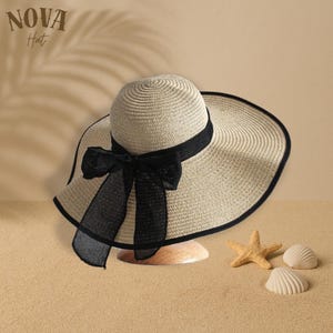 Straw Hat, Bow Decor Straw Hat, Boho Style Suitable For Vacation, Beach Hat, Women Hat, Summer Hat, Women Sun Hat, Gİft for Her