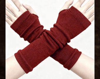 Scaldamuscoli rossi senza dita, guanti minimalisti in maglia, morbidi scaldamuscoli invernali da donna, regalo per lei