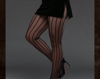 Vertikal Gestreifte Netzstrumpfhosen - Sexy Gothic Strumpfhose